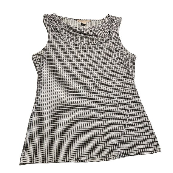 Banana Republic Women's Sleeveless Tank Top S Black & White Geometric Pattern - Picture 1 of 6